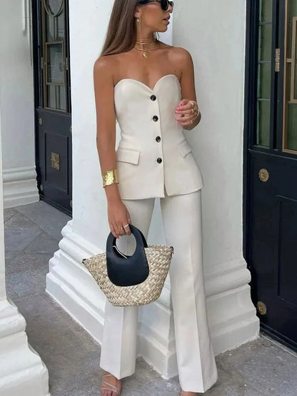 Strapless Top & Tailored Pants Set