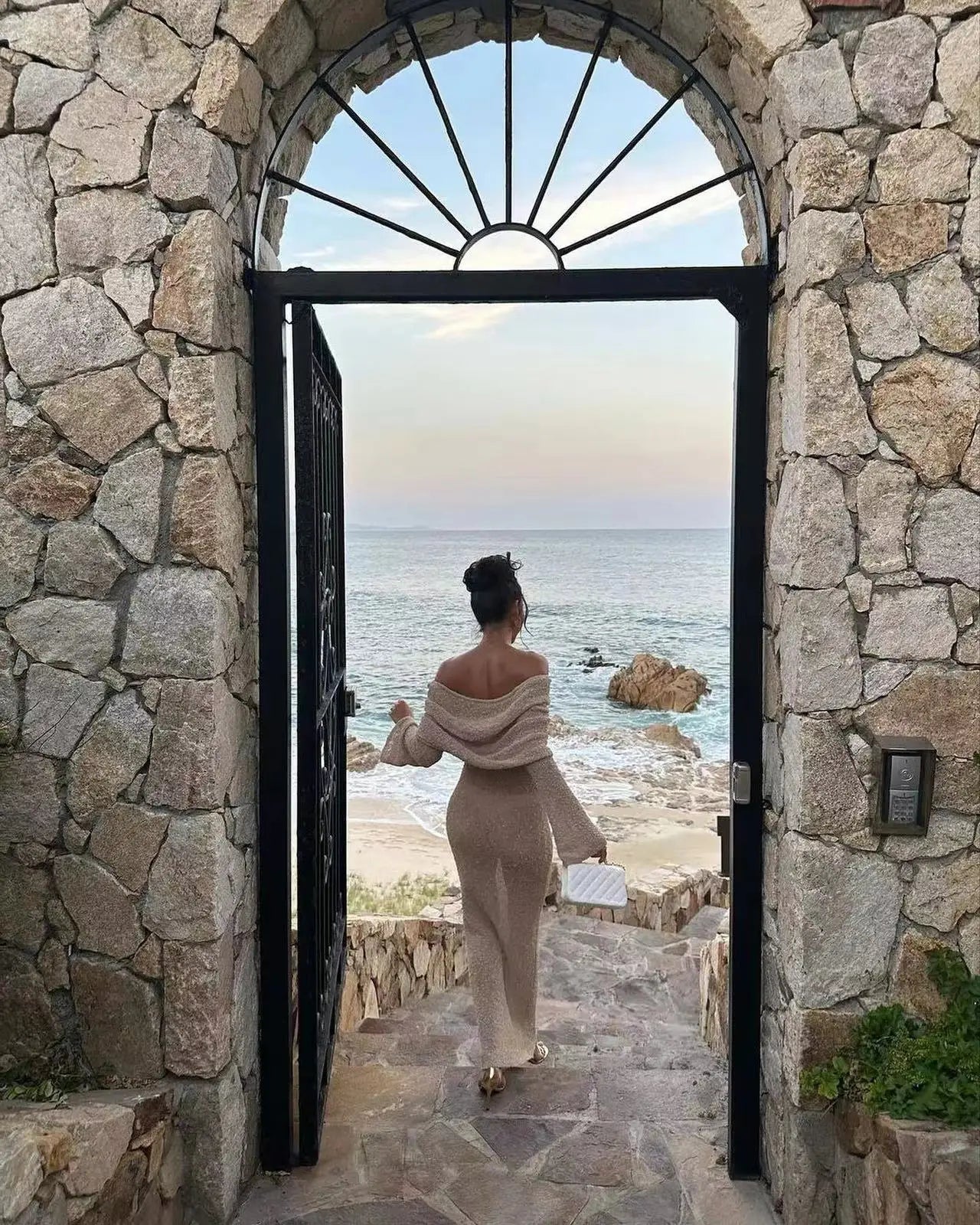 Slash Neck Knit Maxi Dress