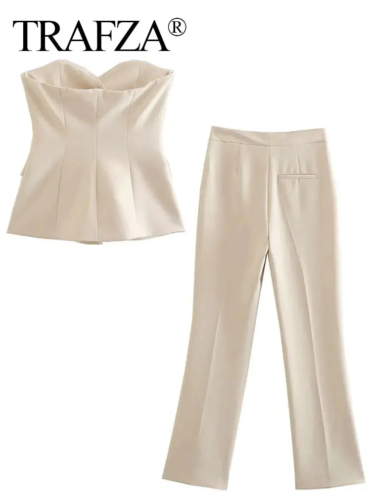 Strapless Top & Tailored Pants Set