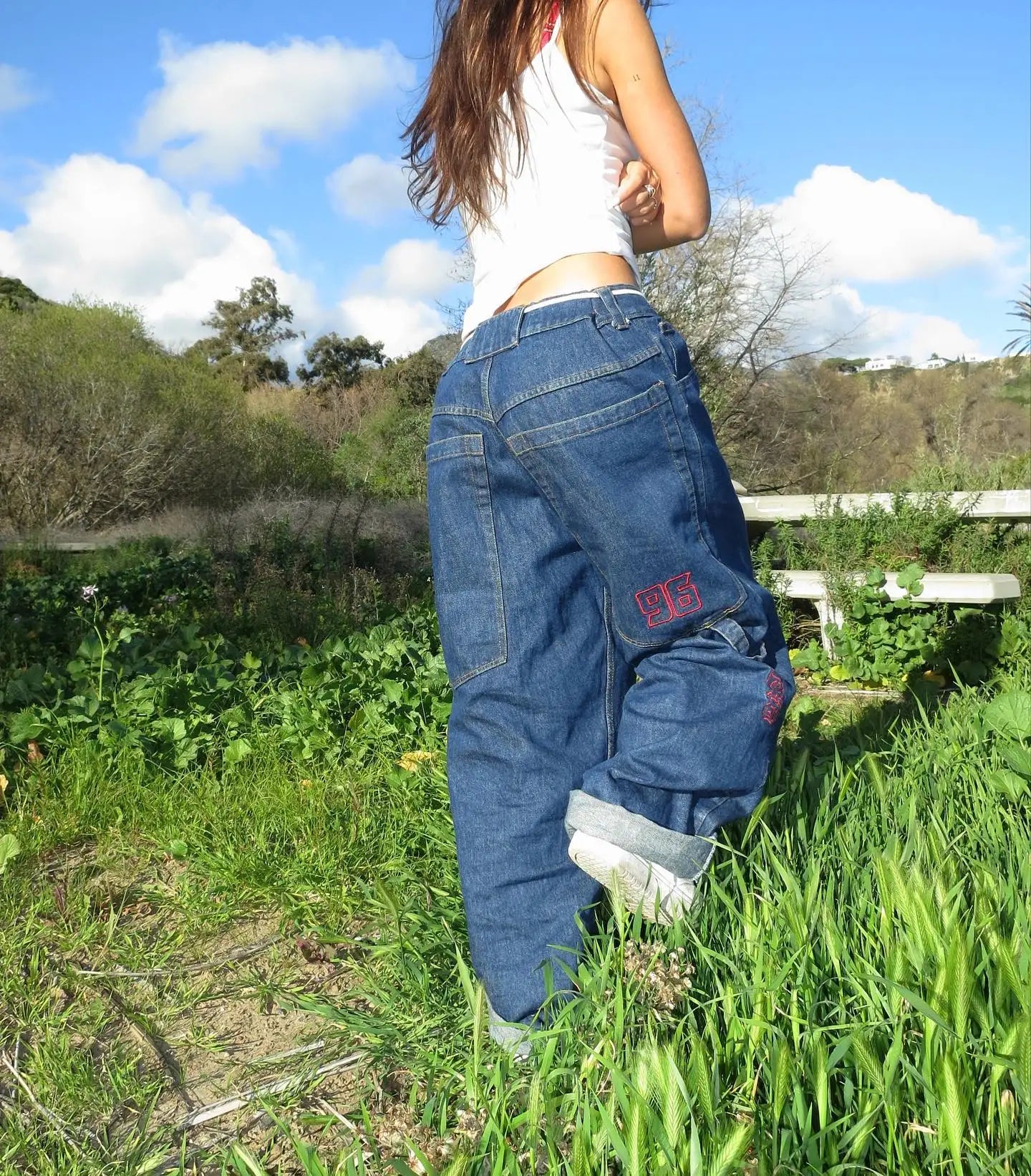 Wide-Leg Pocket Jeans