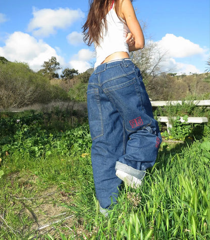 Wide-Leg Pocket Jeans